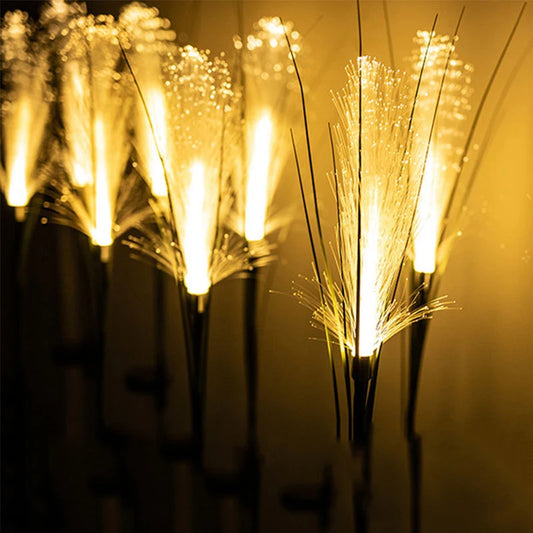 Solar Garden Landscape Lights Sunlight Lawn Lamp Simulation Bulrush Flower Optical Fiber Lamp Outdoor Waterproof Path Lighting