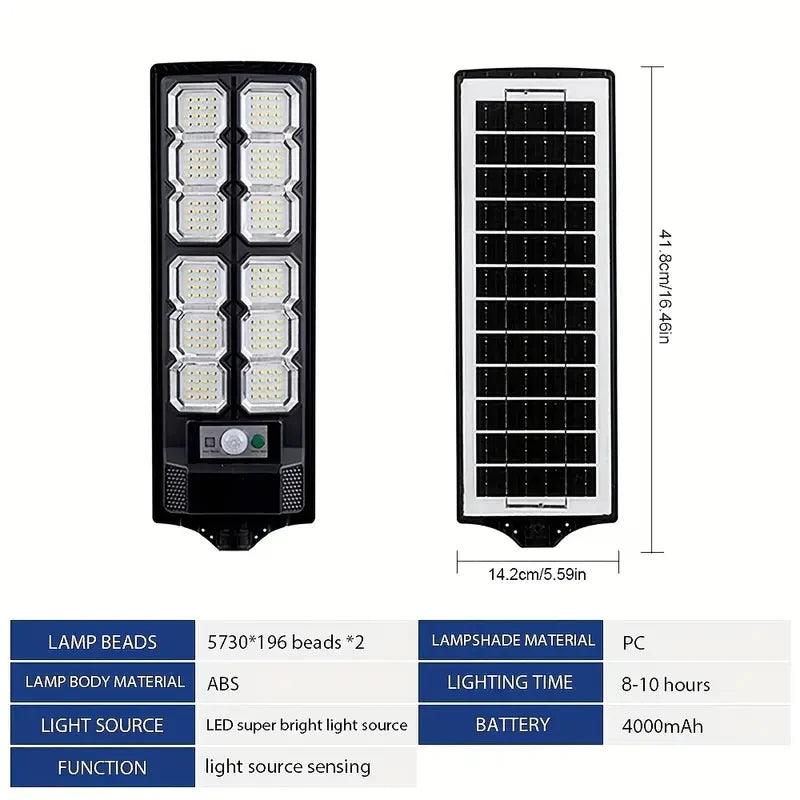 Powerful Solar-Powered LED Floodlight with Remote Control and Motion Sensor - Ideal for Outdoor Courtyards Security Lighting
