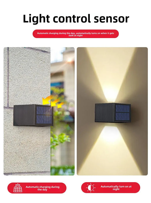 Solar Powered Outdoor Wall Light, Decorative Garden Fence Lamp for Landscaping, Waterproof Patio Wall Washer Light