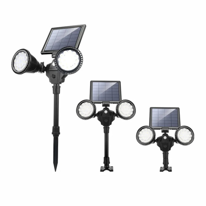 Solar spotlights for outdoor courtyard landscapes, dual head ground penetrating trees, human body sensing lawn lights