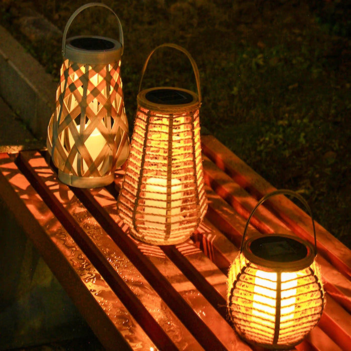 Outdoor Solar Lantern IP44 Waterproof Solar Hanging Lantern Light Outside Big Rattan Solar Light for Yard Garden Home Decoration