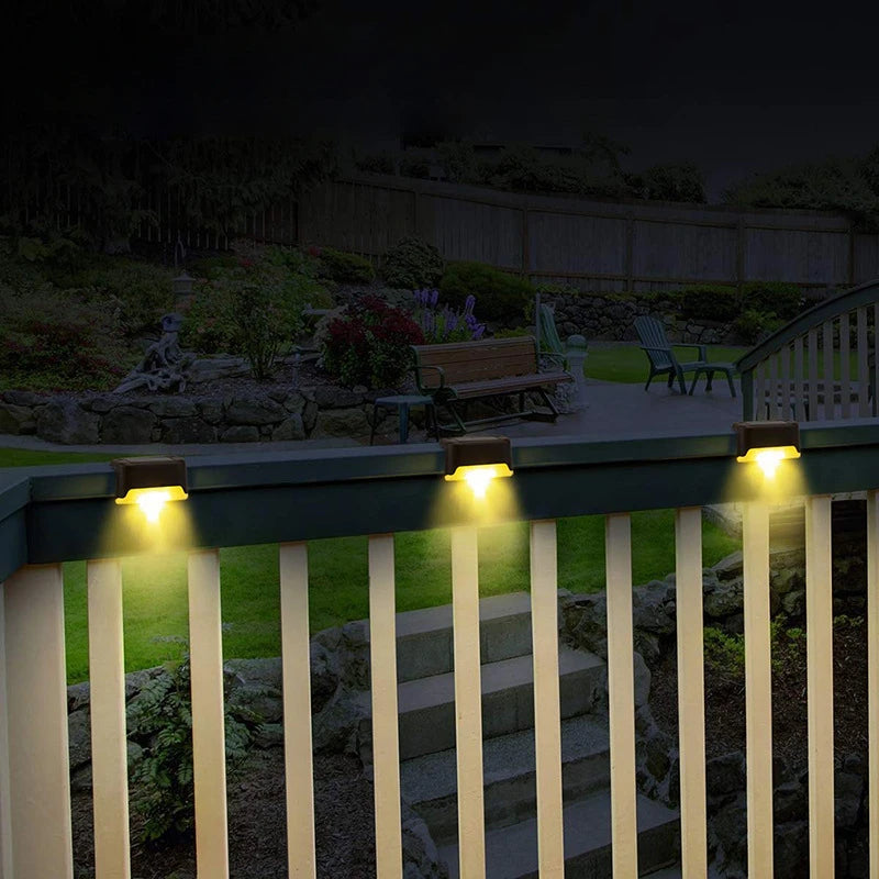 Outdoor 4PCS Solar LED Wall Light for Deck Step Railing Patio Stair Yard Garden Flower Bed Holiday Decoration Solar Deck Light