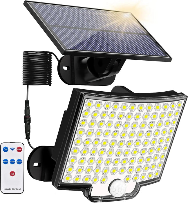 Solar Lights Outdoor 106 LEDS 3000LM Solar Powered Motion Sensor Flood Light With Remote Waterproof Led Solar Security Wall Lamp