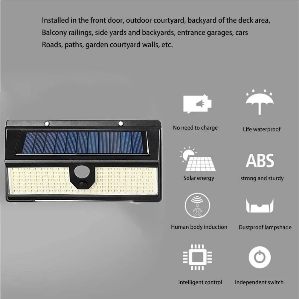 1PC Solar Wall Lights 190LED Outdoor Solar Wall Lamp PIR Motion Sensor Solar Decor Street Lamp IP65 Waterproof Garden Wall Light