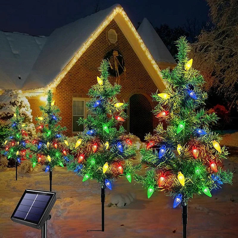 Solar Simulation Christmas Tree Lights Outdoor Party Lawn Garden Terrace Porch Landscape Atmosphere Decorative Lights Waterproof