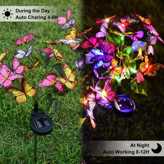 Solar Butterfly Tree Lights Outdoor Decorative Solar Garden Light Yard Lawn Waterproof Sunlight Festival Wedding Roof Decoration