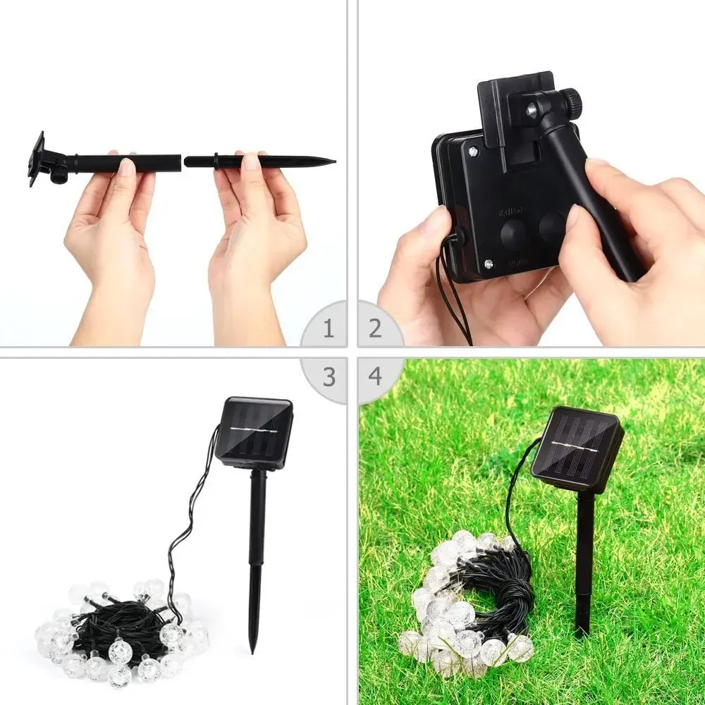 LED Solar Light String Outdoor Waterproof Christmas Decoration 200led Crystal Ball Camping Fairy Garland Garden Party Lamp
