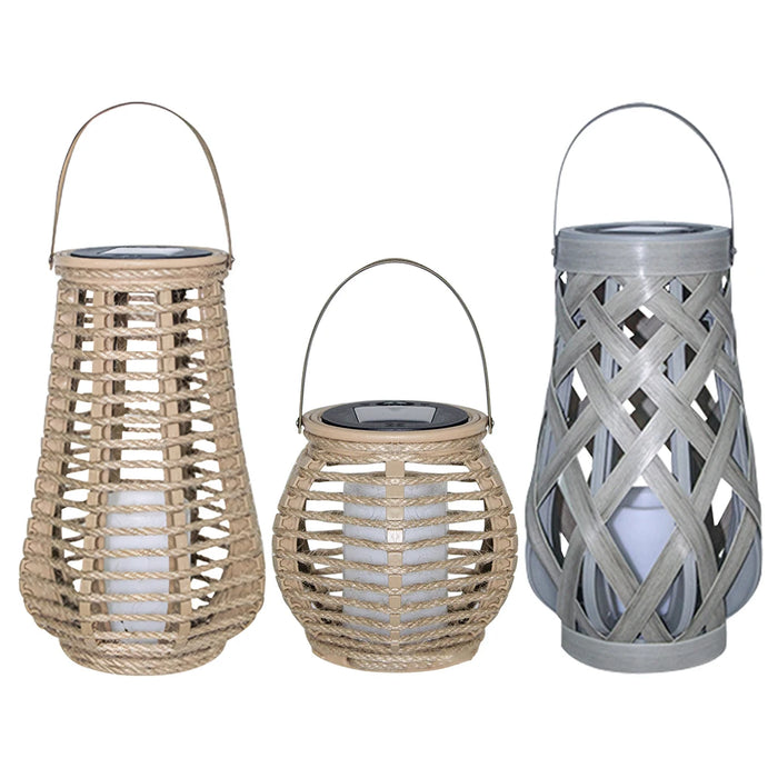 Outdoor Solar Lantern IP44 Waterproof Solar Hanging Lantern Light Outside Big Rattan Solar Light for Yard Garden Home Decoration