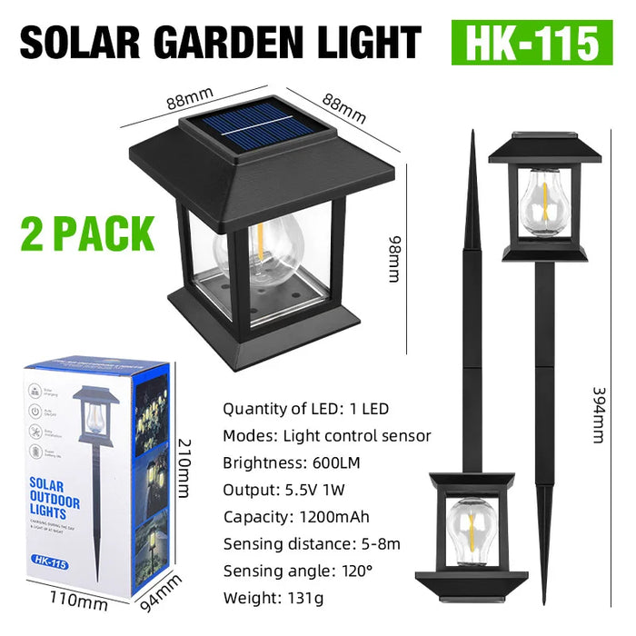 2 Pack Solar Pathway Light Outdoor Garden Lantern Waterproof Lighting Landscape Light Yard Patio Walkway Driveway Camping Decor