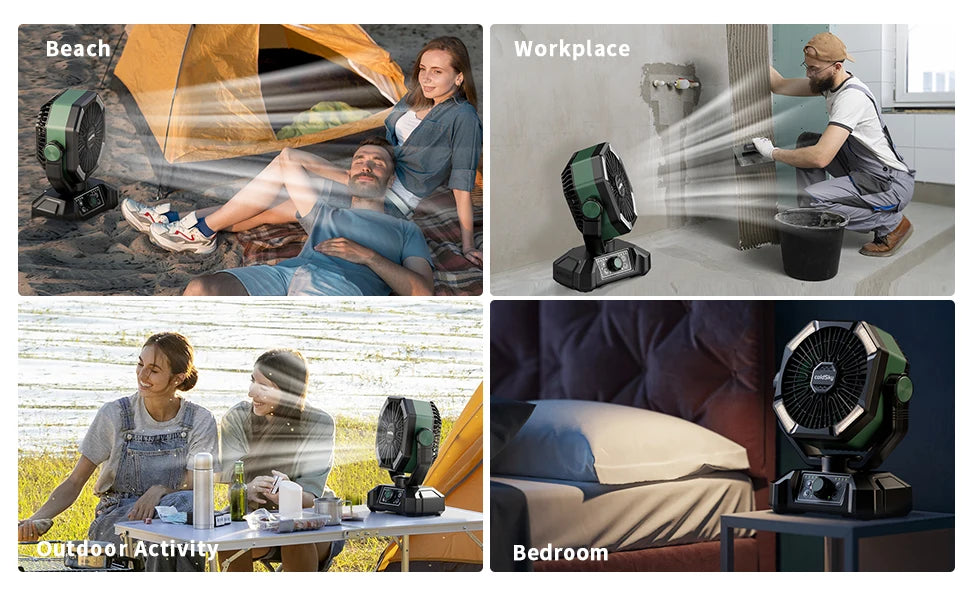 coldSky Camping Fan with 4 LED Lantern 8 Speeds Desk Fan 20000mAh Battery Portable Outdoor Fan for Outdoor Camping and Fishing