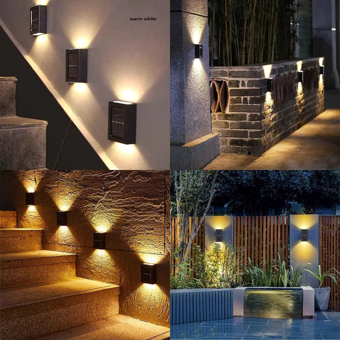 Solar Up and Down Spot Lights Outdoor, Street Wall Light Lamp Solar Powered Sunlight Waterproof Solar Lamp Garden Decorative