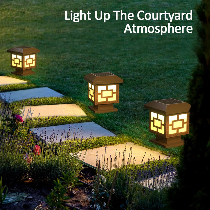 Outdoor Solar Stigma Post Cap Lights, Waterproof LED Bulb Included, Lawn Landscape Pillar Head Lamp for Garden, Patio, Pathway