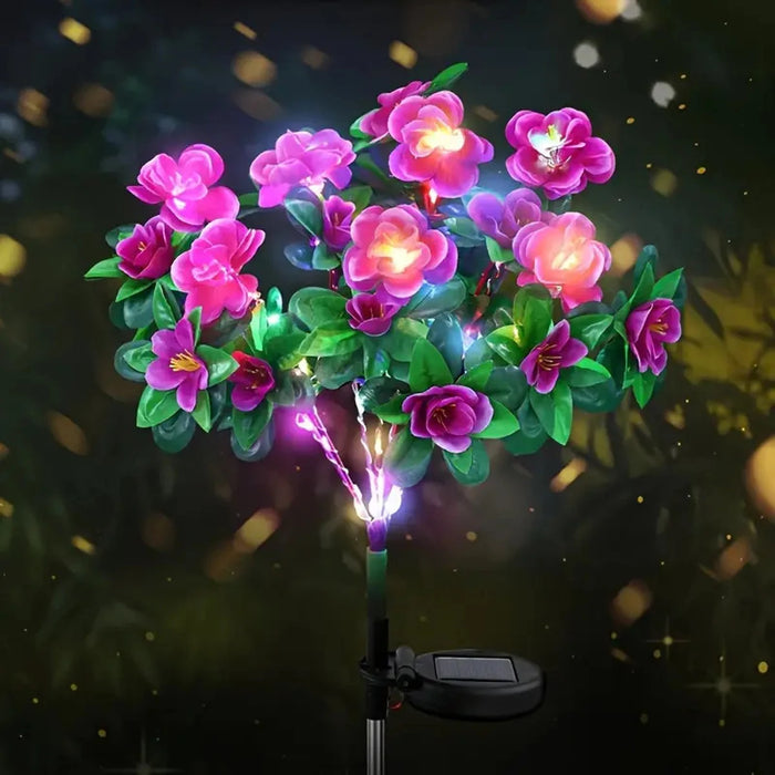LED Solar Light Waterproof Azalea Solar Flowers Lamp Outdoor Decorative for Garden Yard Lawn Path Lighting Holiday Wedding Decor