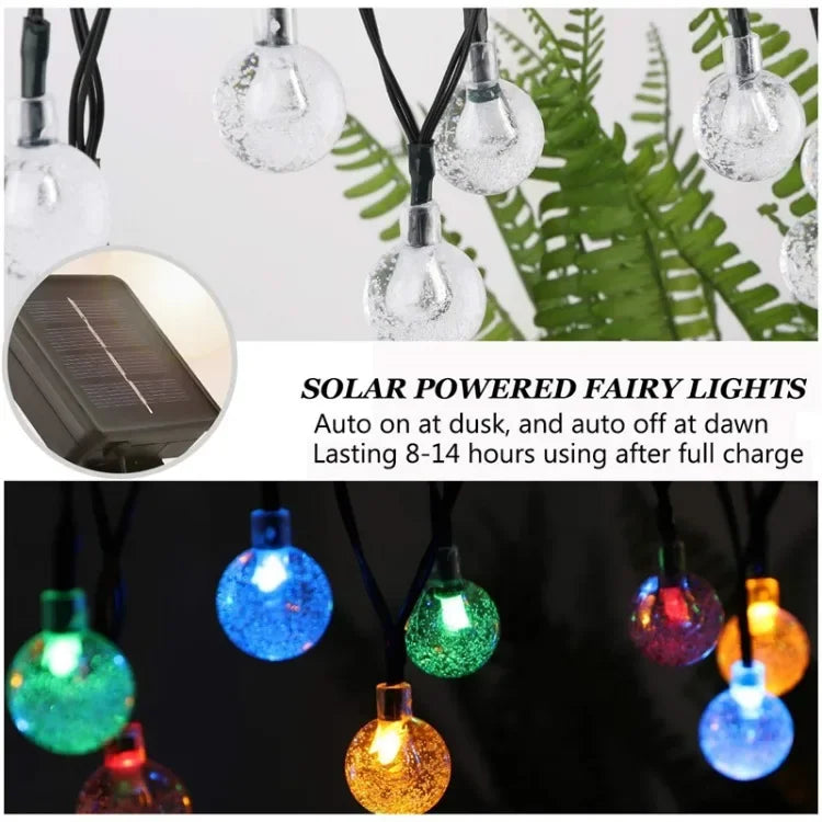 Solar String Lights Outdoor Solar Powered Light Led Crystal Globe Light With 8 Modes Waterproof for Garden Christmas Party Decor