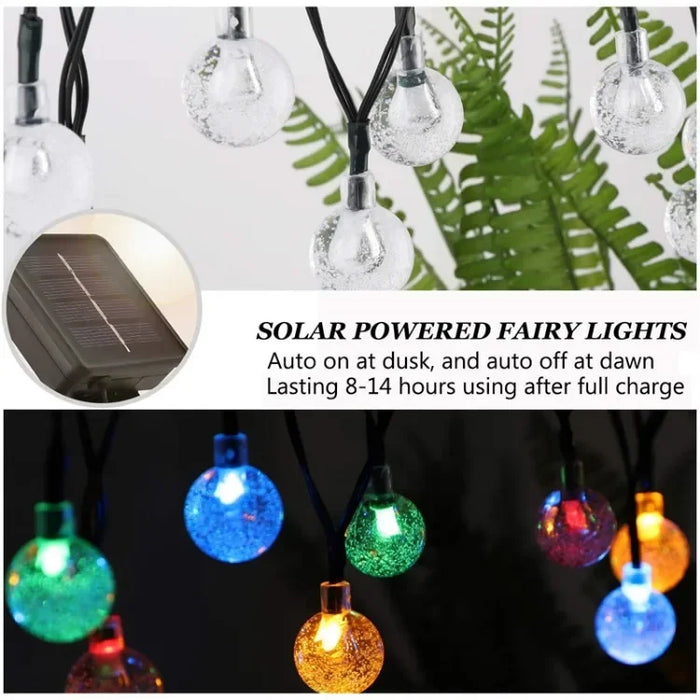 Solar String Lights Outdoor Solar Powered Light Led Crystal Globe Light With 8 Modes Waterproof for Garden Christmas Party Decor