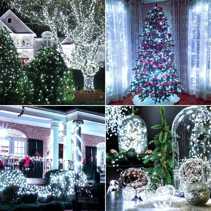 Solar String Fairy Light Ultra Long Outdoor Festoon LED Copper Waterproof Christmas Garland Decoration Garden Solar Lamp Decor