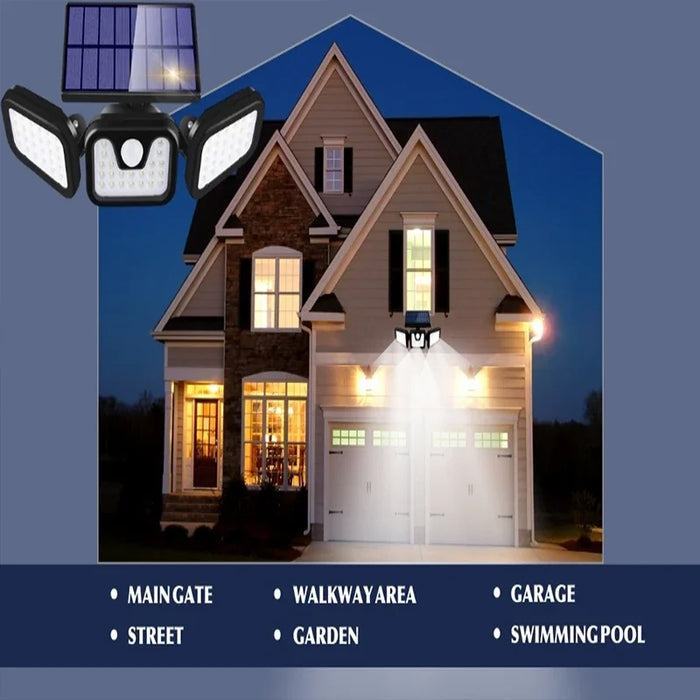 Solar Lights Outdoor Motion Sensor Human Induction Adjustable Head IP65 Waterproof Solar Power Wall Lamp