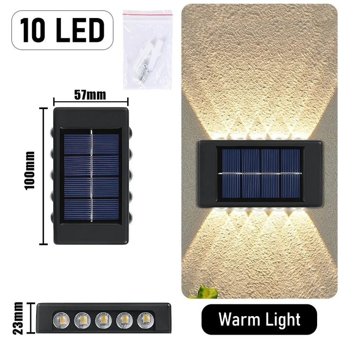 4/6/8/10LED Solar Wall Lamp Outdoor Waterproof Up and Down Luminous Lighting for Garden Fence Decoration Sunlight Light