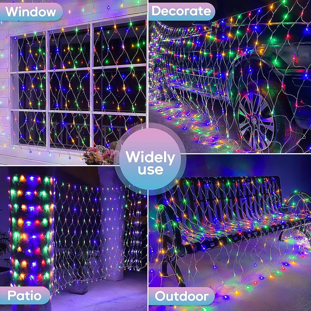 1pc Solar Net Lights Bush Net Lights Mesh Lights 8 Modes Remote Control Auto On/Off Outside Twinkle Lights For Patio Wall Roof