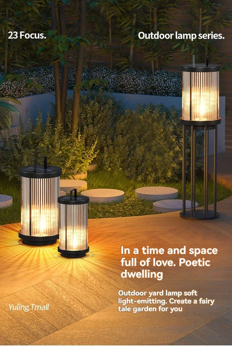 Modern Designer Solar Lamps Outdoor Waterproof Garden Glass Lanterns Street Villa Courtyard Lawn Balcony Decoration Floor Lights