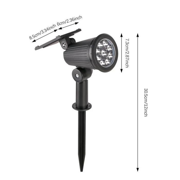 9LED Solar Spotlights Garden Waterproof IP65 Spot Lights Brightness Adjustable for Outdoor Backyard Driveway Lawn Decor Lighting