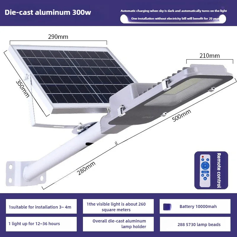 Super Bright Solar Street Light Outdoor IP67 Waterproof 3000mAh Auto on/Off Garden Lighting for Home Pathway Dusk To Dawn