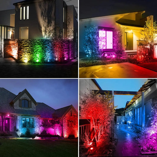 1/2/4/6 LEDS RGB Solar Spotlight IP65 Waterproof Color Changing Outdoor Garden Light For Landscape Tree Solar Street Wall Lamp