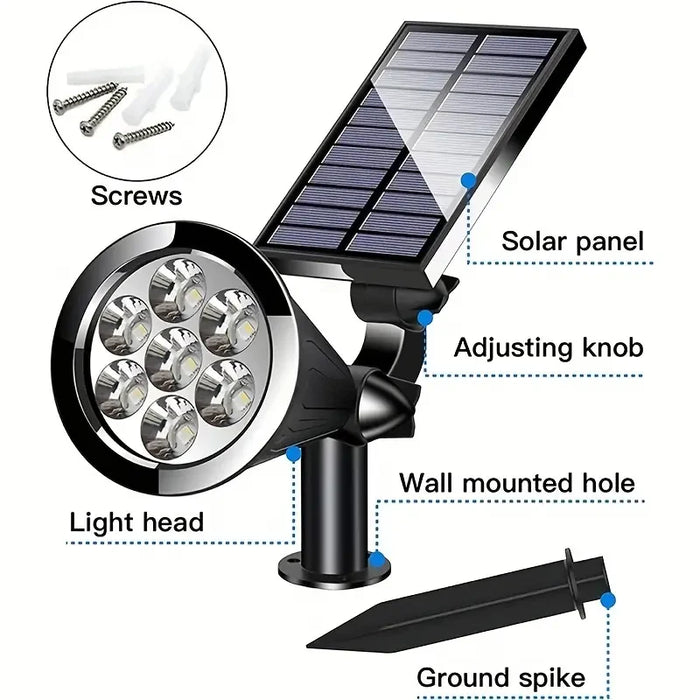 1pc 4/7/18/36LED Solar Spotlights Outdoor IP65 Waterproof Brightness Adjustable Spot Light  for Garden Backyard Driveway Patio