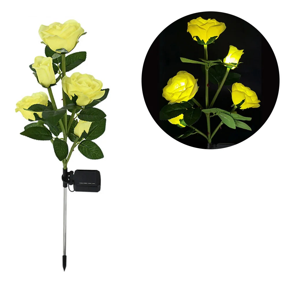 Solar Rose Flower Light Waterproof Garden Landscape Lamp Lawn Yard Pathway Light Simulation Flower Light Decorative Garden Light