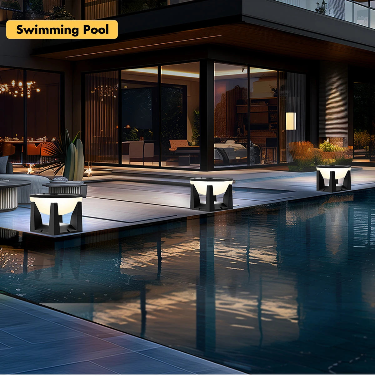 Solar Post Lights Outdoor Pillar Light Waterproof Modern Column Lamp LED Lantern Solar Powered Landscape Lighting For Patio Yard