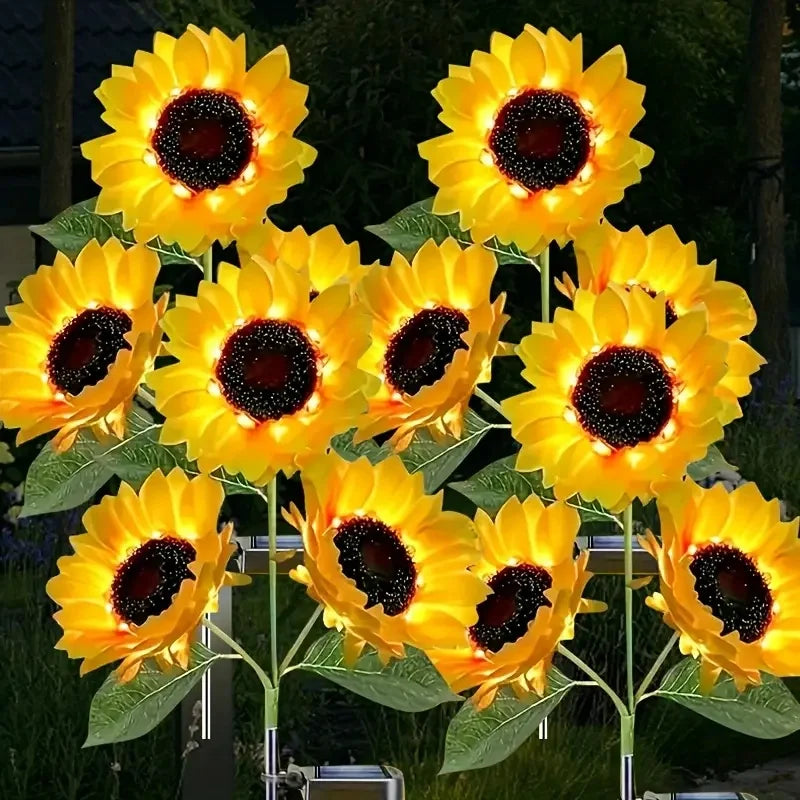 Solar Sunflower Light Solar LED Sunflower Light | Outdoor Decorative Ground Insert Landscape Light | Yellow Flower Decoration
