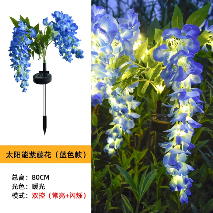 Solar Garden Lights Outdoor 4 Branches Flower Lights for Outside 2 Modes Waterproof Garden Decor for Yard Patio Pathway Backyard