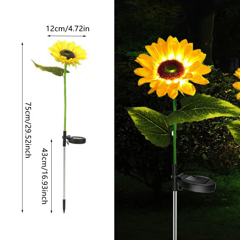 Solar Lights Outdoor Simulated Sunflower Fairy LED Lawn Lamp Garden Courtyard Ground Light Wedding Christmas Home Decoration