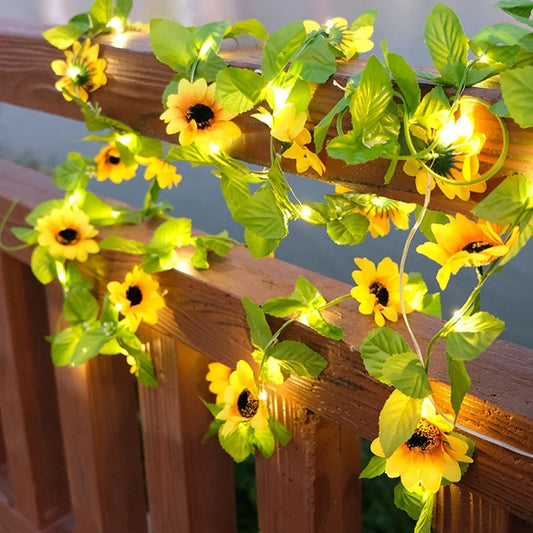 Solar Lights Fairy Sunflower Maple Leaf 10M Waterproof Outdoor Garland Solar Lamp for Garden Decoration Wedding Party Christmas