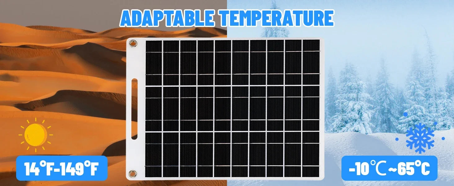 Portable solar power bank with two USB ports, suitable for outdoor camping, charging mobile phones or other electronic devices.