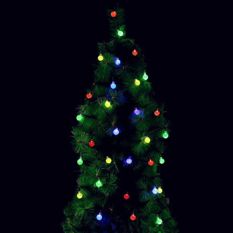 Solar Powered Crystal Ball LED String Lights Garlands for Christmas Outdoor Decoration.holiday Home Decor