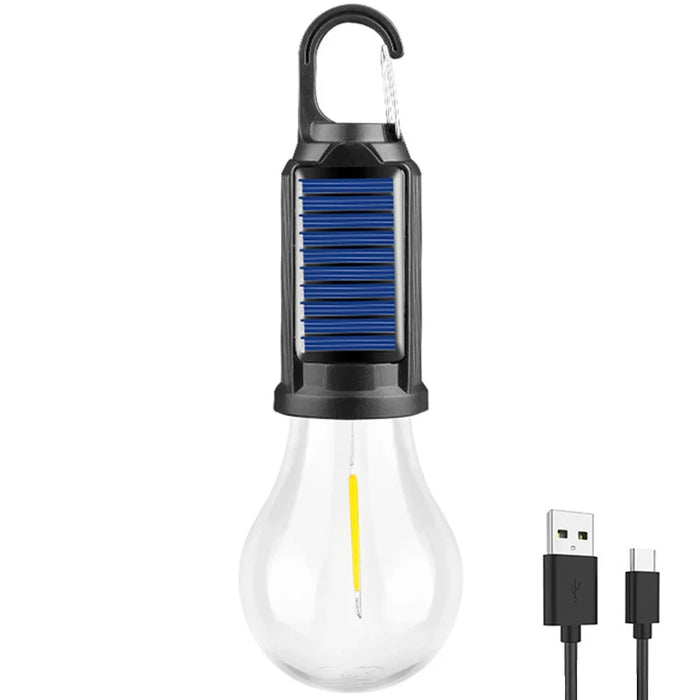 Solar Powered LED Camping Lamp USB Charging LED Lighting Lantern Waterproof Portable Handheld Lamp 100LM for Outdoor BBQ Camping