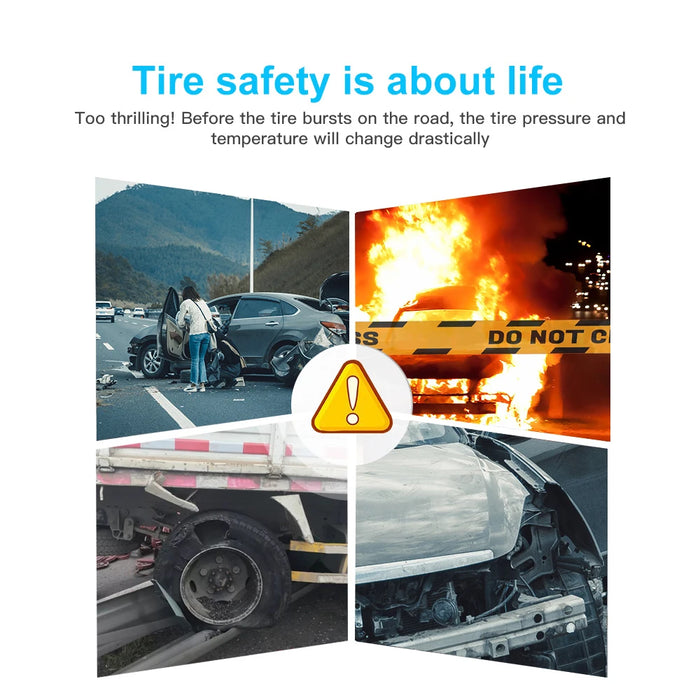 Solar Power Car Tire Pressure Alarm Digital Display Auto Smart Tpms Tire Pressure Monitor System Temperature Warning with Sensor