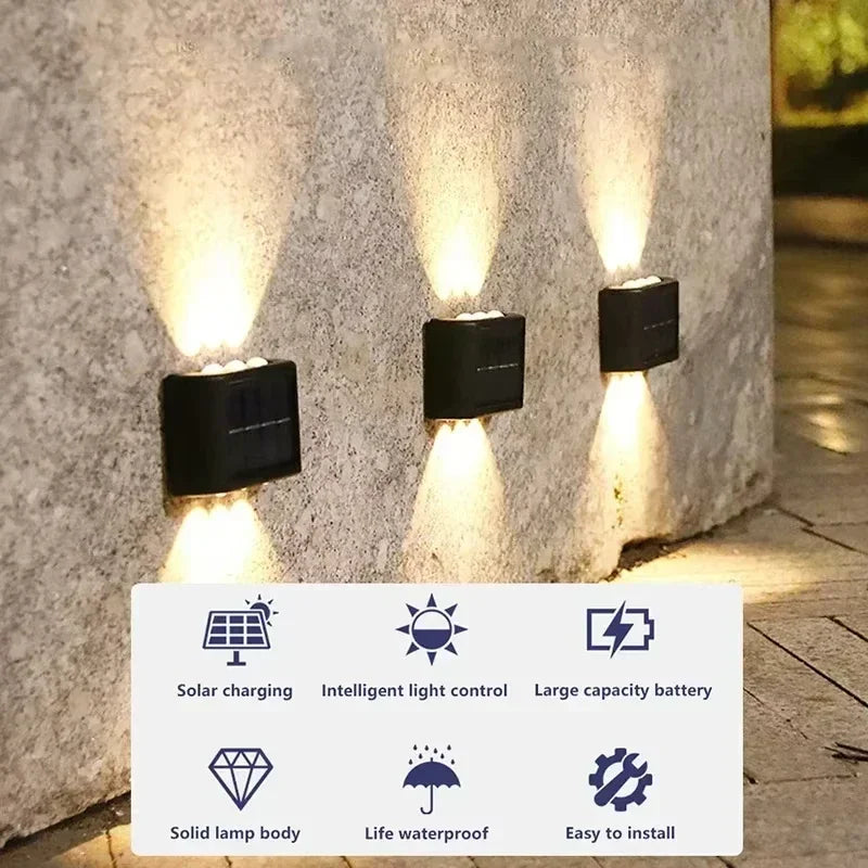 2-10PCS Outdoor Solar Step Lights Warm White LED Waterproof Stair Lamp for Fence Deck Railing Yard Garden Pathway Patio Lighting