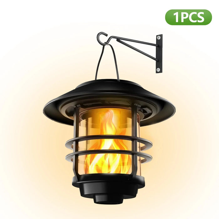 Solar Wall Lantern Outdoor, Flickering Flames Solar Sconce Lights Outdoor, Hanging Lamps Wall Mount for Front Porch, Patio