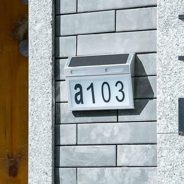 Solar House Number Lights Outdoor Waterproof LED Address Sign Lamp Wireless Sunpower Garden Door Decorative Plaque Wall Light