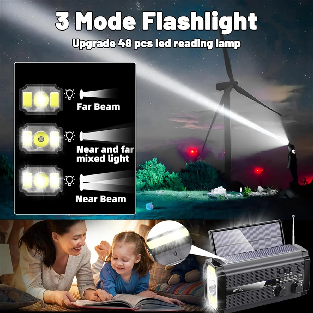 Sale Emergency Weather Radio Hand Crank Solar Radio Portable AM/FM/NOAA Radio with 5 Charging Modes Cell Phone Charger