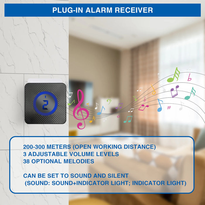 Solar Wireless Driveway Alarm Outdoor Weather-Resistant Motion Sensor&Detector DIY Security Alert System