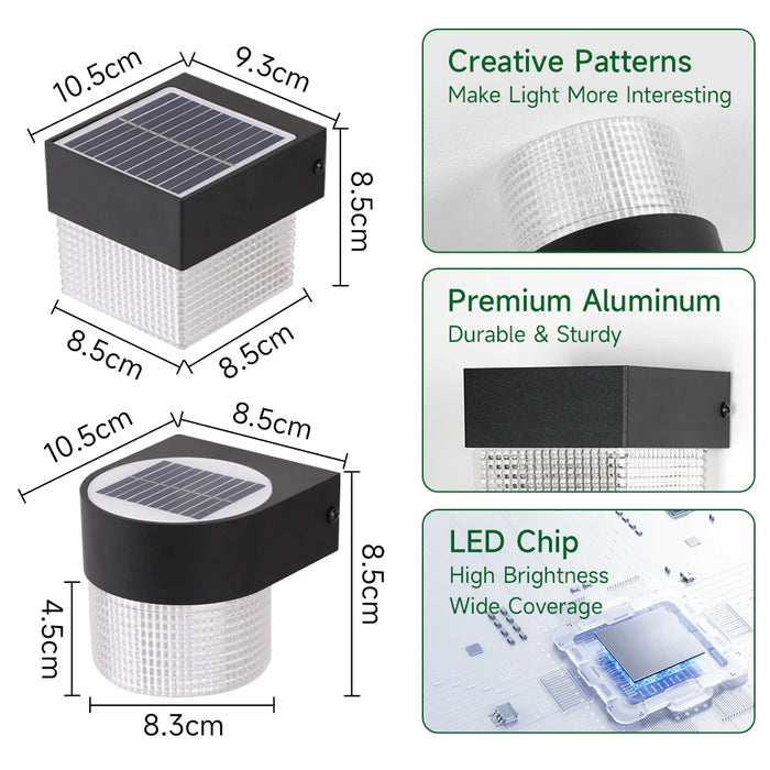 Solar Wall Lamp Outdoor Warm Light Waterproof Lighjt Down Luminous Lighting Balcony Yard Garden Decoration Lights Exterior Wall