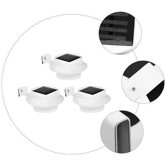 3pcs Solar Fence Light Outdoor LED Waterproof Plastic Lamp for Wall Porch Yard Garden Pathway Lighting Solar Powered Batteries
