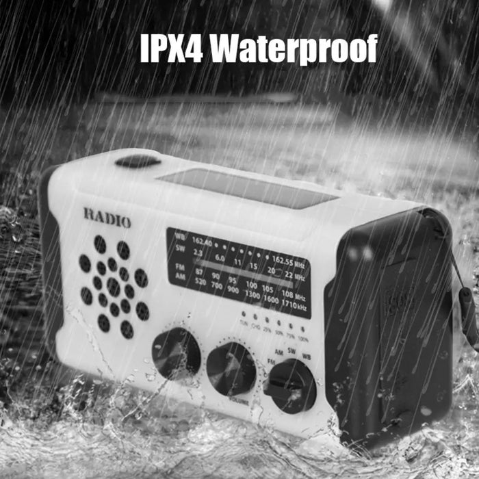 Solar Power Emergency Weather Radio SOS Alarm AM/FM/SW/WB Hand Crank Radio Power Bank USB Charger LED Flashlight Outdoor Camping
