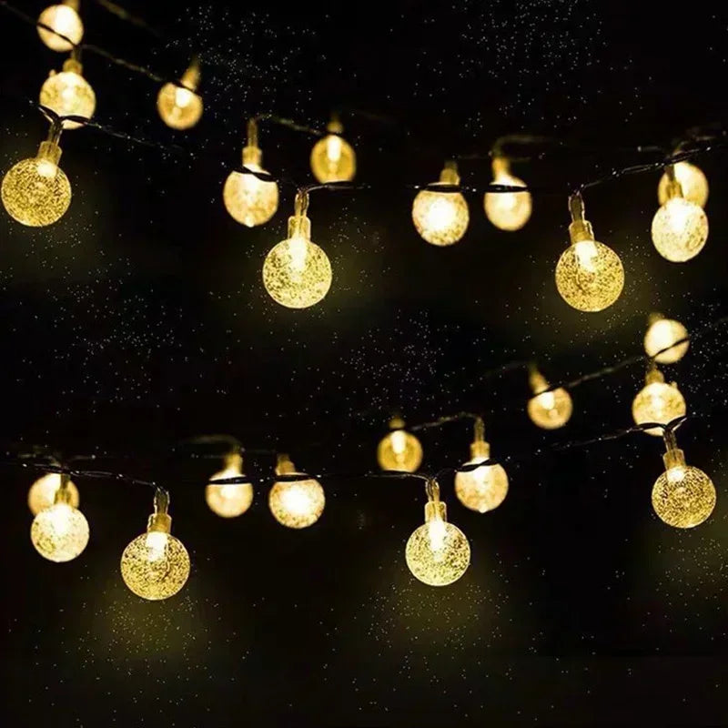 Solar Light String Festoon LED Bubble Ball Outdoor Fairy Solar Garland Lamp Wedding Party Holiday Balcony Christmas Decoration