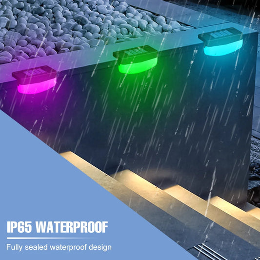 RGB LED Solar Deck Light Outdoor Waterproof Garden Step Lamp Patio Stairs Railing Courtyard Fence Decor Lighting Cold/Warm White