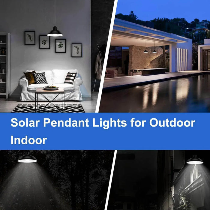 Solar Powered Pendant Light Single/Double Head Outdoor Waterproof LED Light With Remote Control Pendant Light Camping Garden