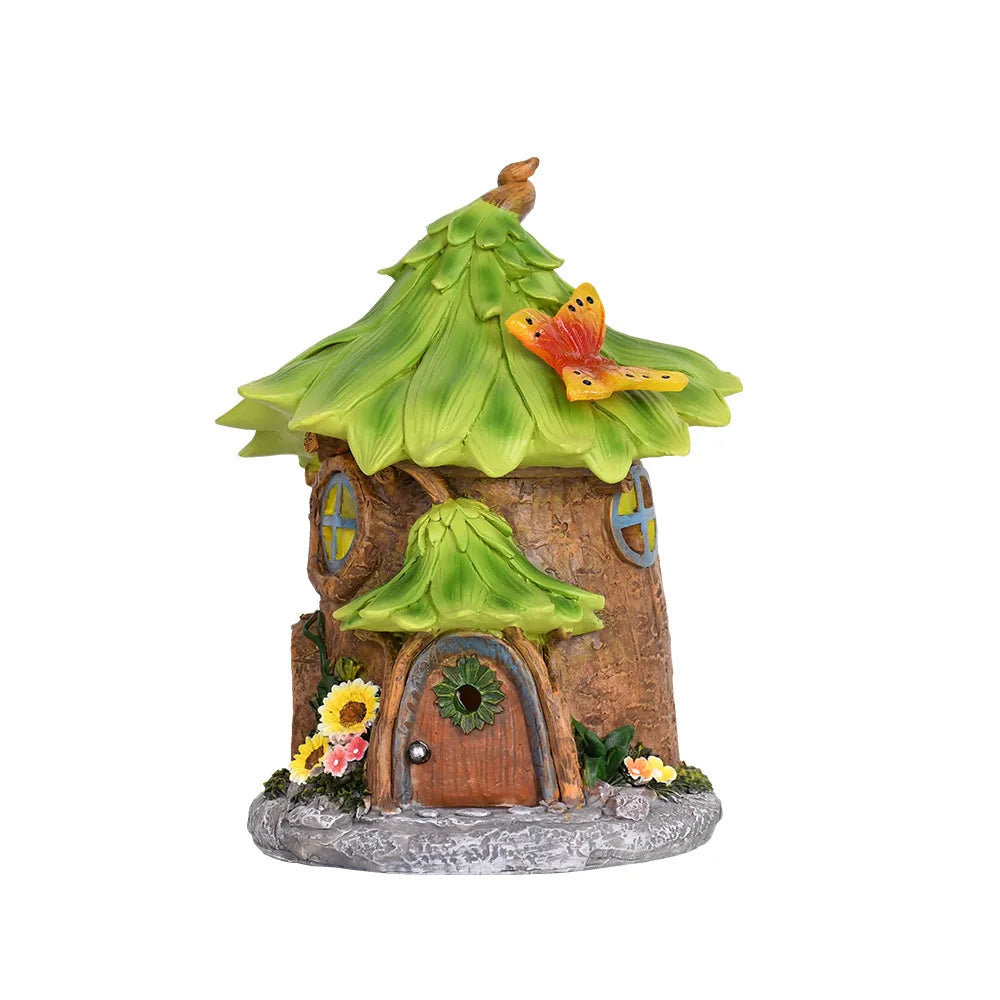 Solar Resin Cabin Christmas Outdoor Courtyard Garden Decoration Led Nightlight Fairy Tale Atmosphere Creative Ornament
